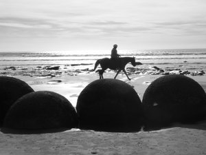 Moeraki boulders on the beach