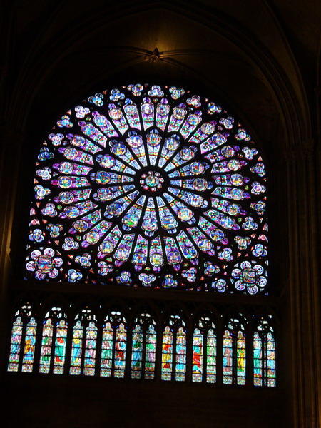 Stained glass rose windows - of the Notre Dame