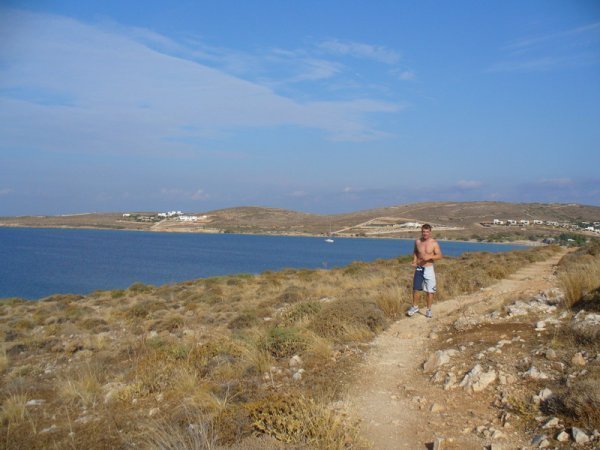 Brendon on our regular morning jog around the headlands and beaches of coastal Paros