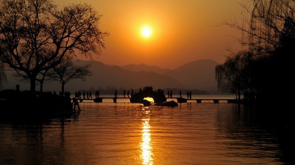 West Lake: Sunset over the River