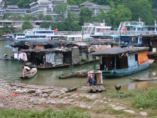 boats across from Yangshuo