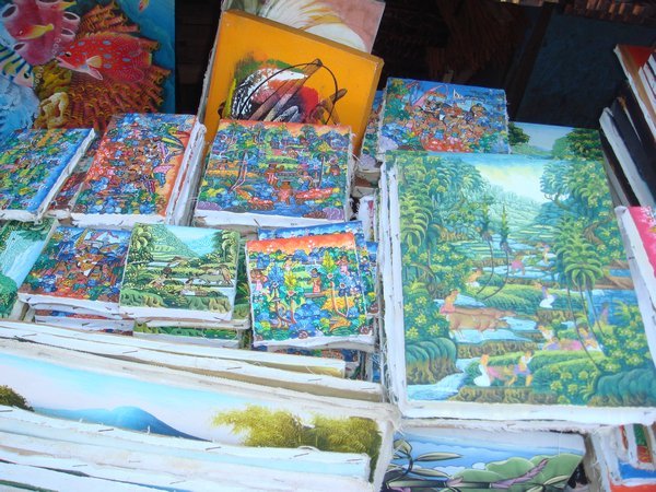 paintings at local market of Ubud
