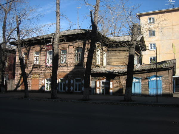 On of the original uneven wood houses in Irkutsk