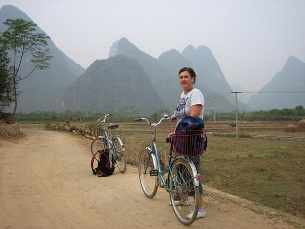 Cycling the Yangshuo countryside.