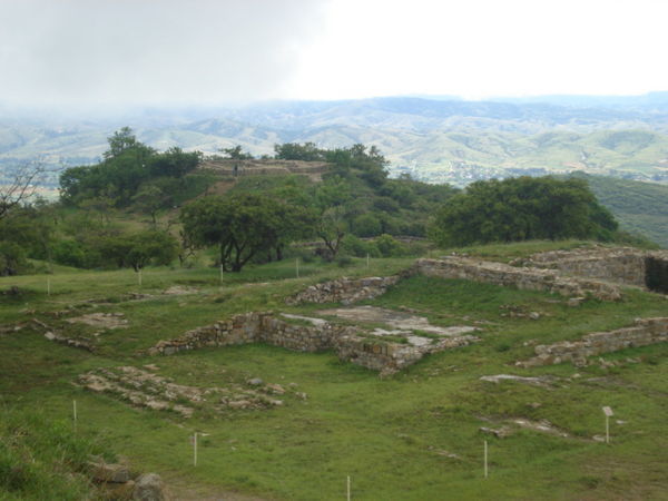 Monte Alban's Tombs and View of Adjacent Valley in the North End