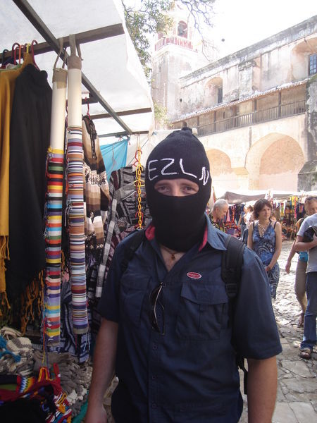 Carlos posing as EZLN-Ejericito Zapatista de Liberacion Nacional ( Zapatista National Liberation Army) 