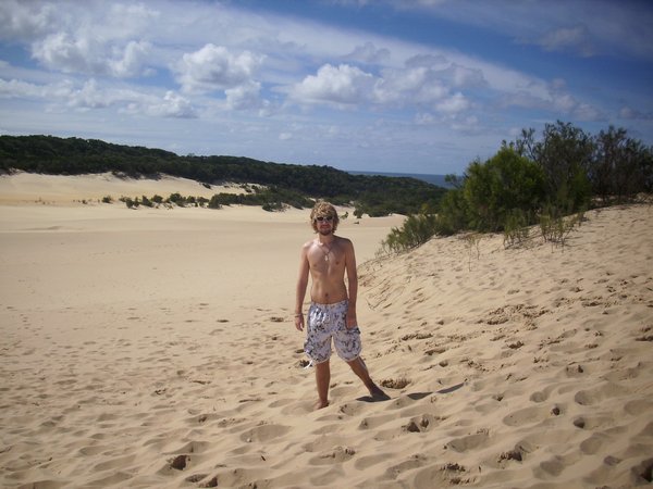 Walking across the sand dunes