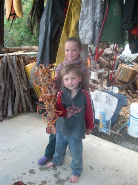 Kids with crayfish