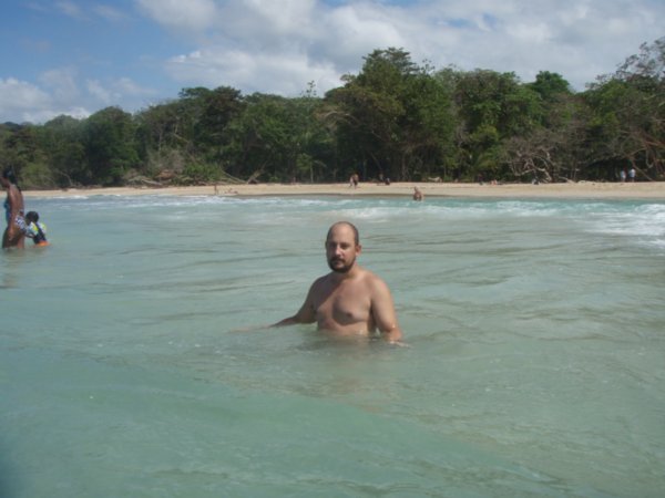 Garry taking a dip at Red Frog beach