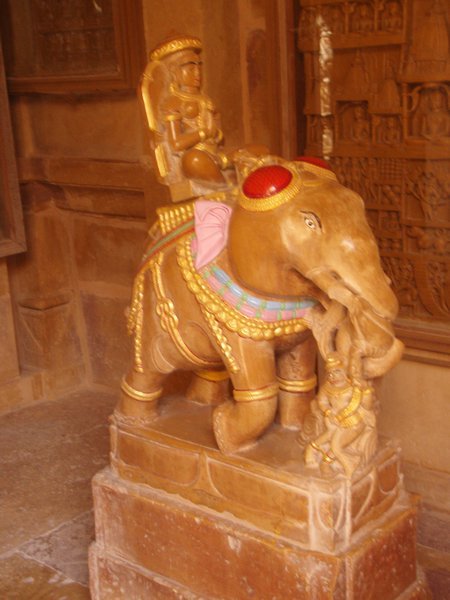 Sandstone elephant in the temple