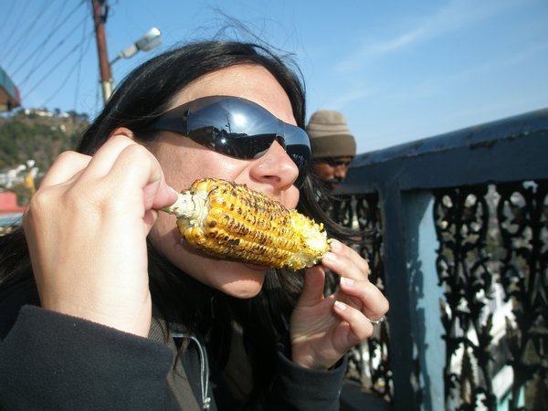 Corn on the cob at the honeymoon resort of Mussoorie