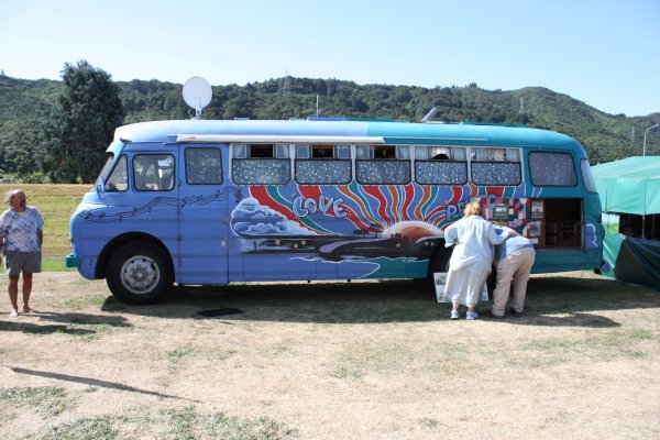 A gaily painted bus from the Gyspy Fair