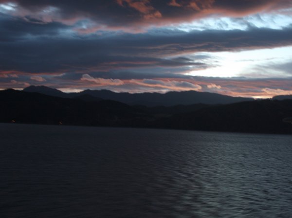Leaving Wellington harbour  at dawn