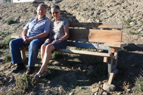 Sally and John on their new bench