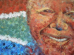 Mandela in handprints
