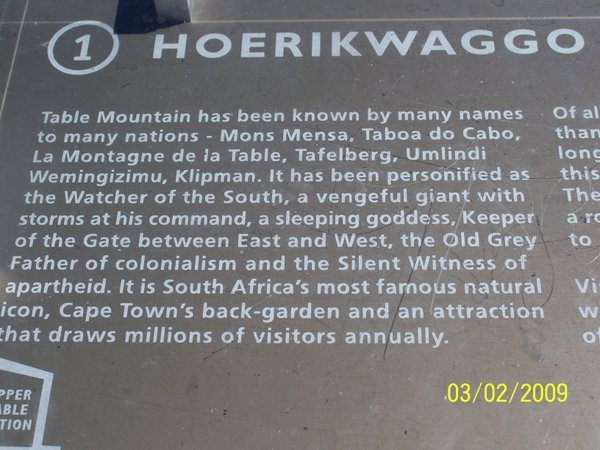 Information plaque at the top of the mountain
