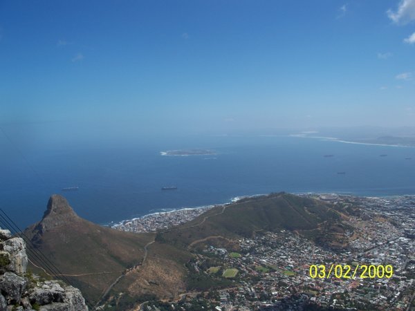 View from the mountain including Robben Island