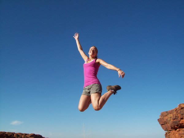 excited jump at the edge of kings canyon!