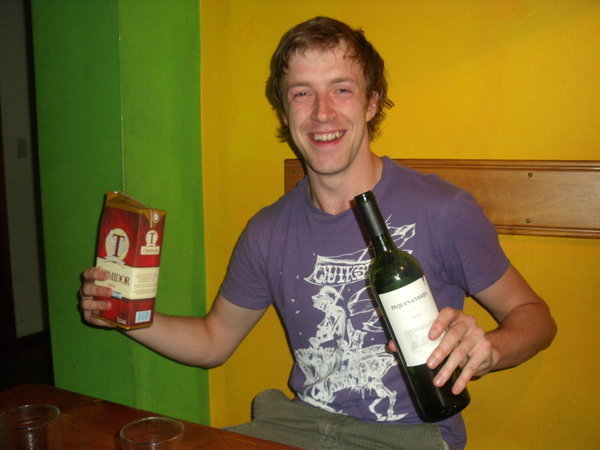 Sean and red wine cartons.  Genuis!