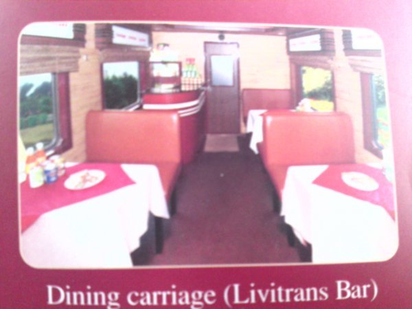 The dining car of the train- in the brocuhre
