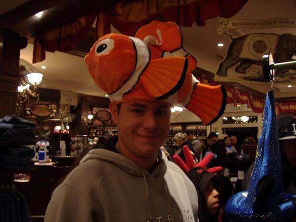 Rob trying on the Nemo fish hat
