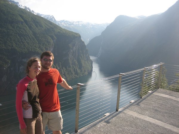 Del and I at a lookout near Aurland