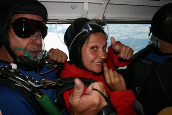Holly in plane before jump!