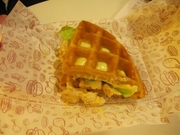 Chicken waffle sandwich from A&W