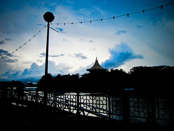 Kuching waterfront at dusk