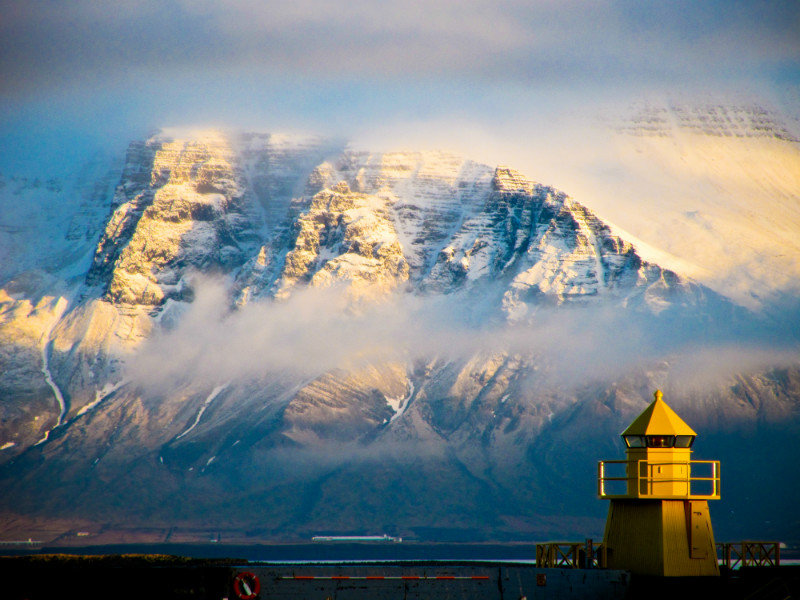 Mount Esja from across the bay in Reykjavik