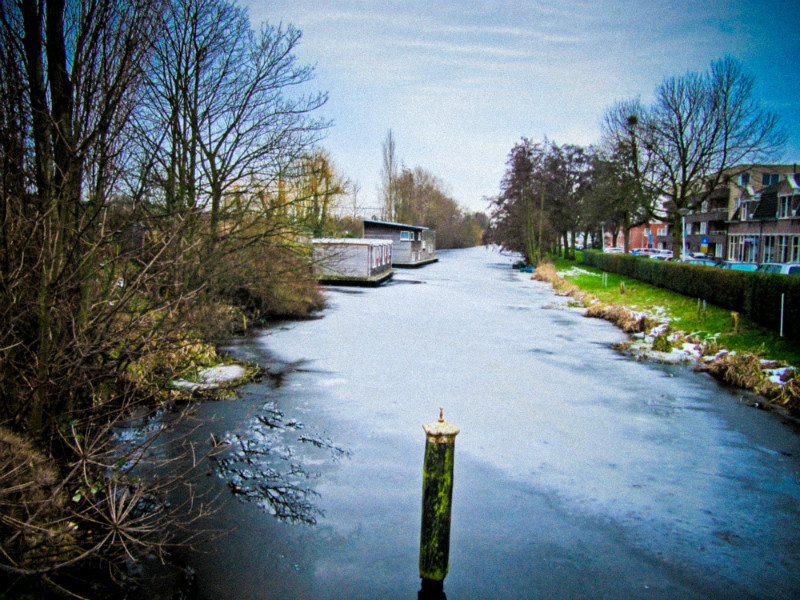Semi-frozen canal by our condo