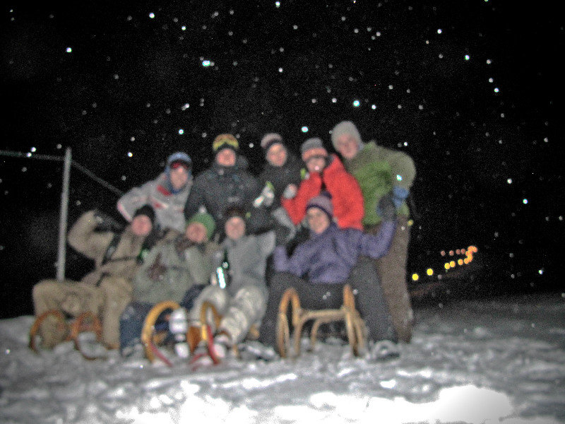 Blurry but here's all of us climbing up the sledding track