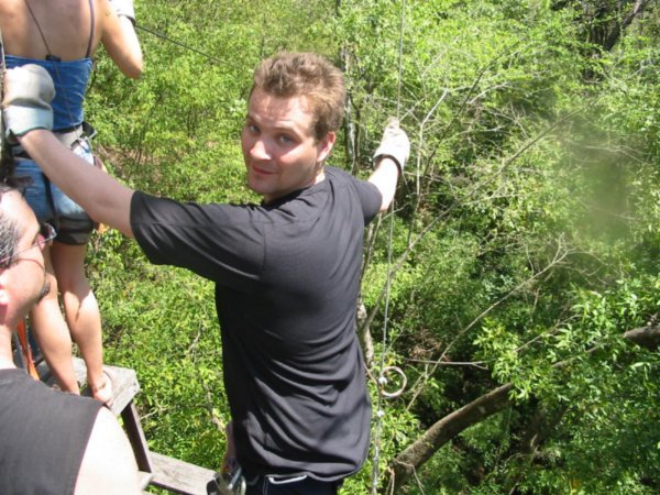 Aaron getting ready to Zip