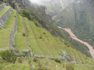 Terraces and river in valley below