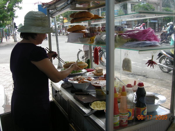 Sandwich vendor on the streets of Nha Trang, Vietnam