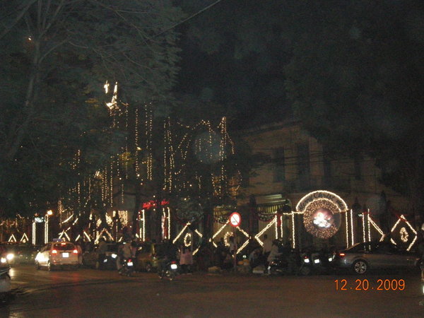 Christmas lights at Ham Long Cathedral