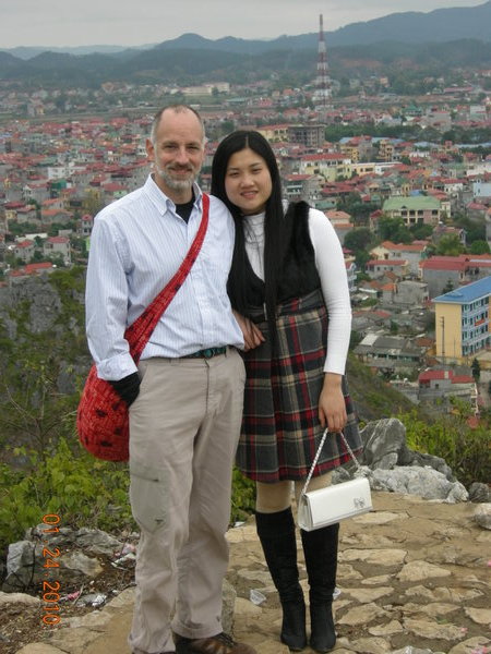 Linh and Joe atop a temple area in Lang Son City