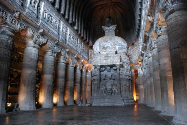 Ajantha - main hall of buddhist cave