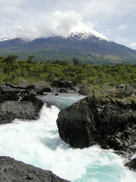 Volcan Osorno from the waterfall