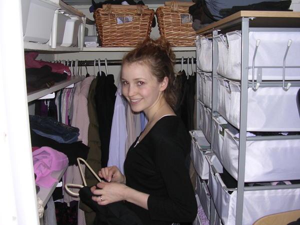 Lindsey in our new closet!