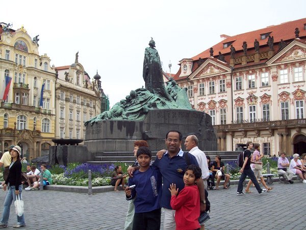 8a. Prague old town square- statue of Jan hus