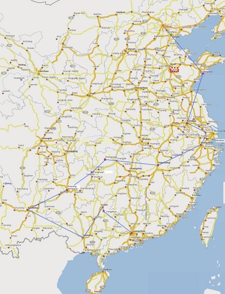 my route in China