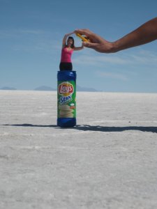 You can make awesome pictures on the big salt flat Salar the Uyuni.