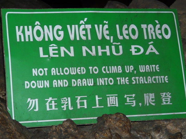 Signage in the caves in Halong Bay