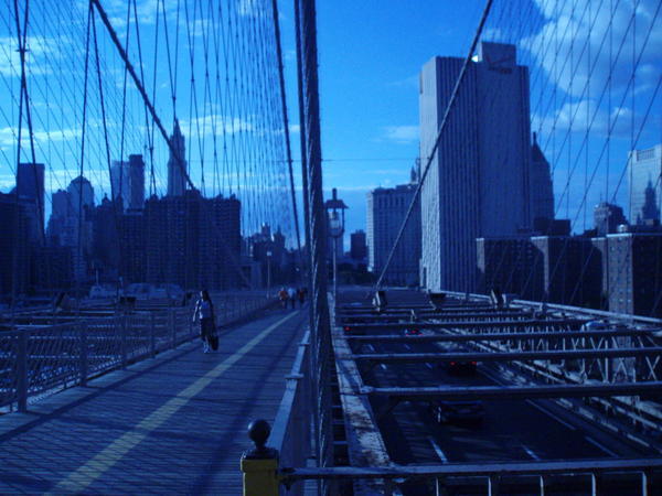 Towards Manhattan from the Brooklyn Bridge