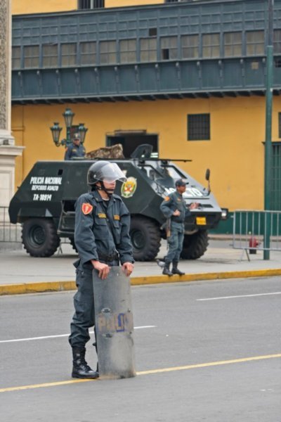 Police at Plaza de Armas