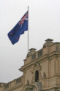 NZ flag flies on Palacio de Gobernio
