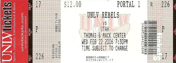 Our UNLV Basketball Ticket