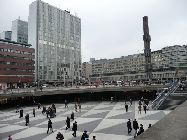 large square/piazza in downtown Stockholm