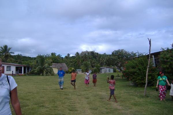 Kids showing us around their village